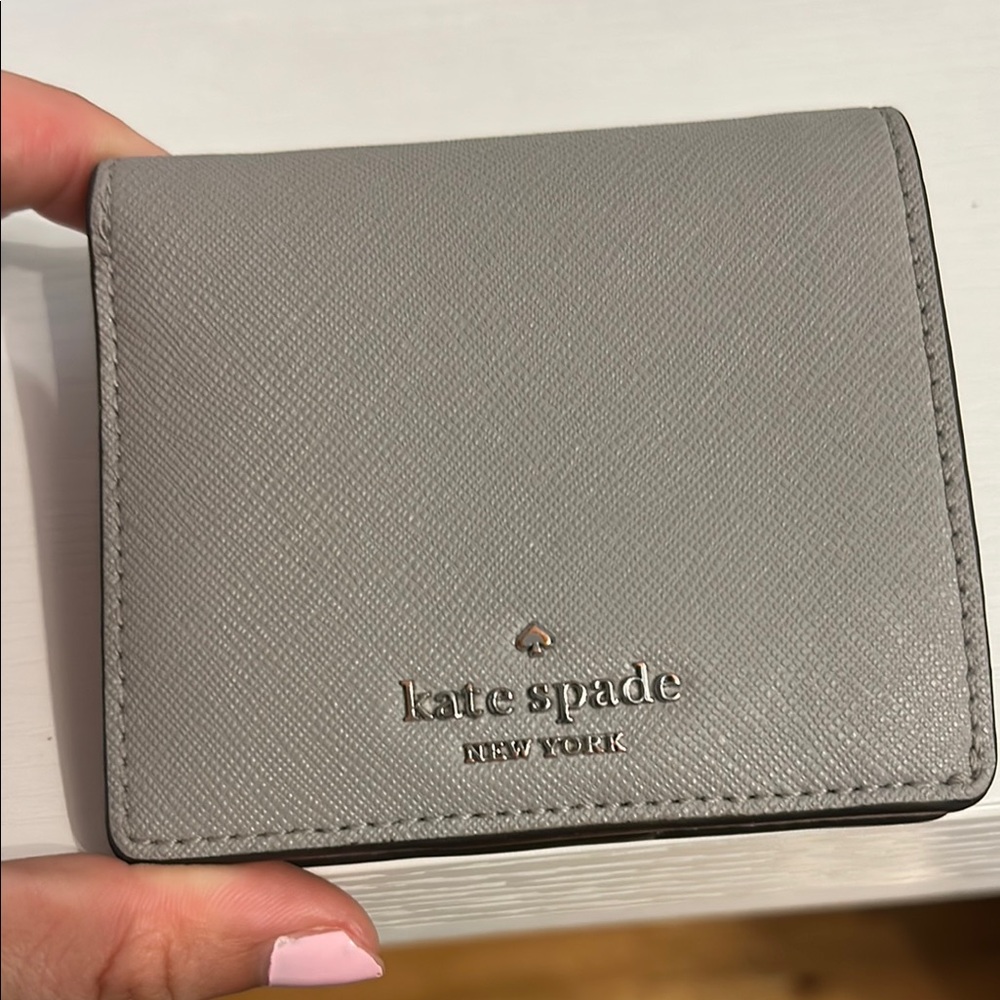 Kate Spade Gray Saffiano Leather Key Card Holder